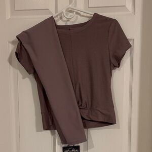 Women's Mauve Twist Front Top and matching leggings